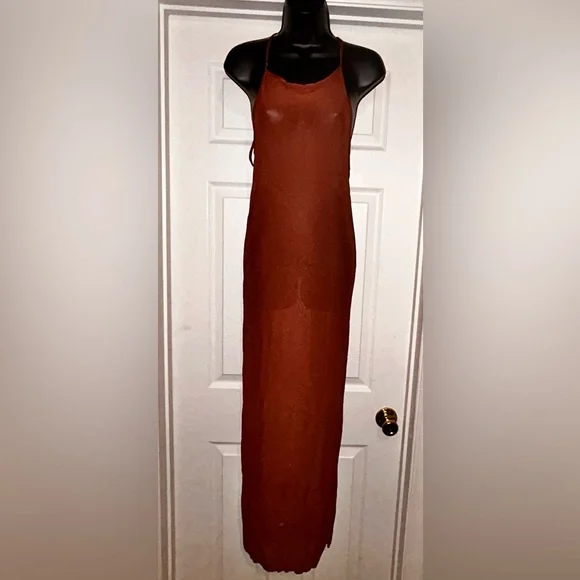 Elegant Rust Swim Coverup - Picture 4 of 5